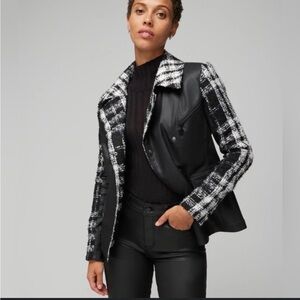 White House Black Market Tweed
Pieced Coated Moto Jacket blazer 8